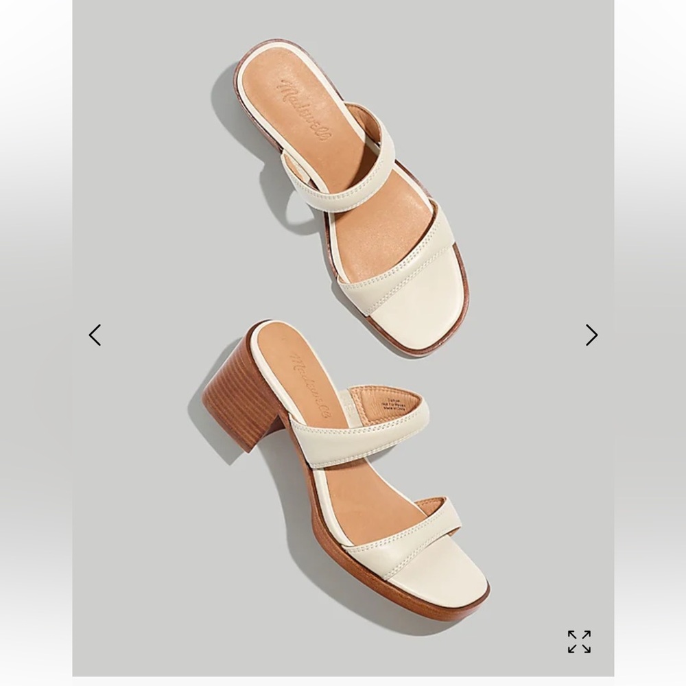 New Madewell Saige Double-Strap Sandal in Leather block heel